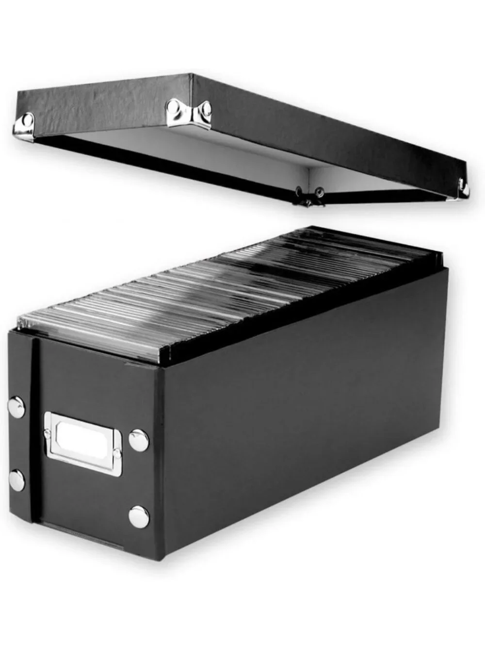 Durable CD Storage Boxes - 2 Pack, Lidded Disc Holders for 52 CDs, Black